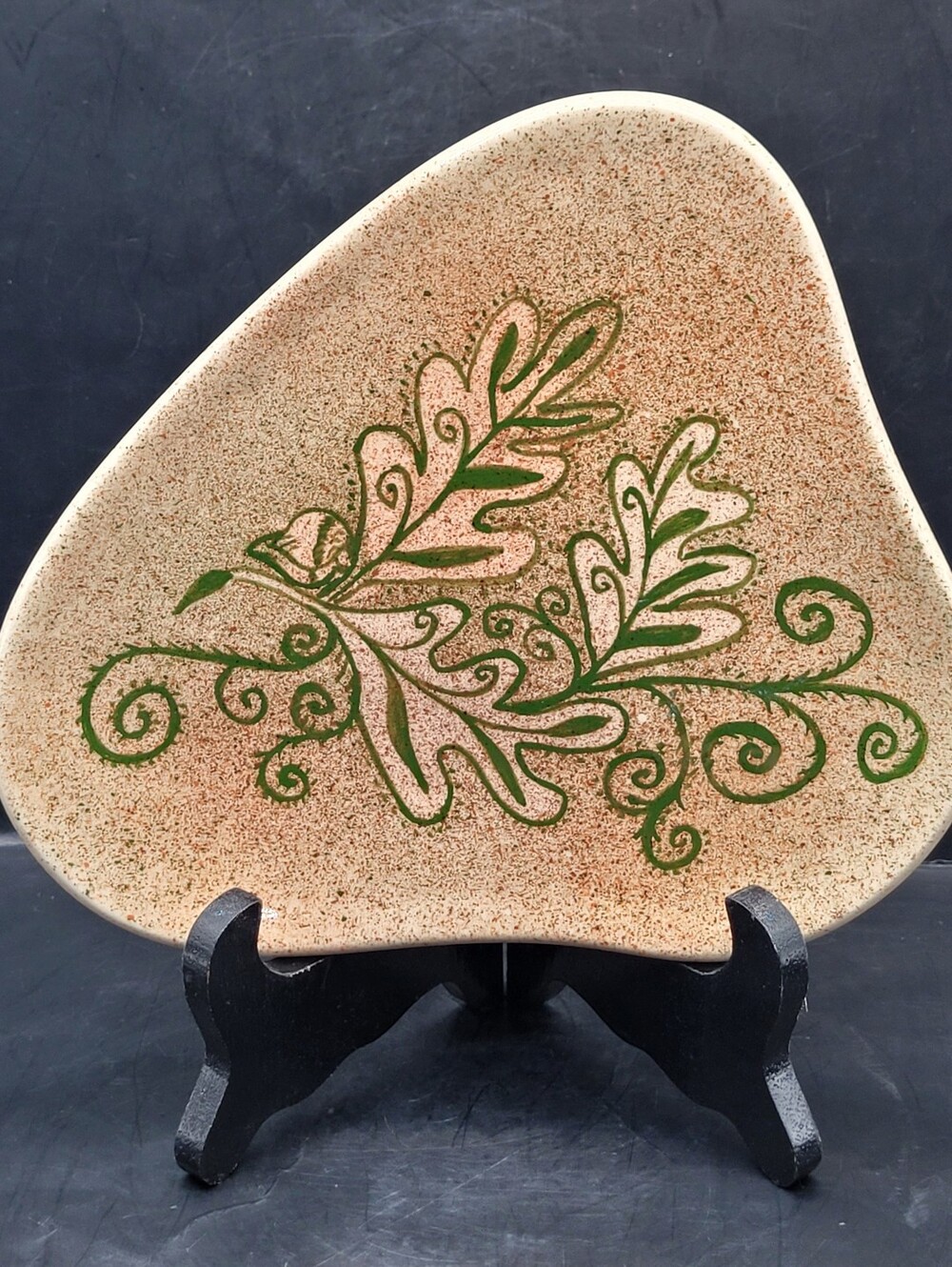 Vintage Handmade Canada Atomic Speckled Pottery Tidbit Dish Handmade MCM 1978